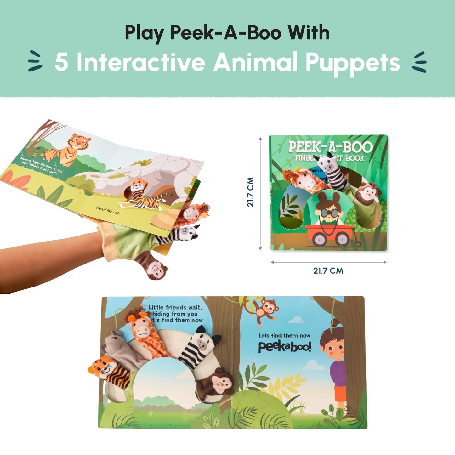 Curious Cub Peek-A-Boo Finger Puppet Book | Peekaboo Books for Babies | Finger Puppets for Kids | Baby Books 6-18 Months | Early Learning Gift for Boy & Girl | Peek A Boo Kids Story Book