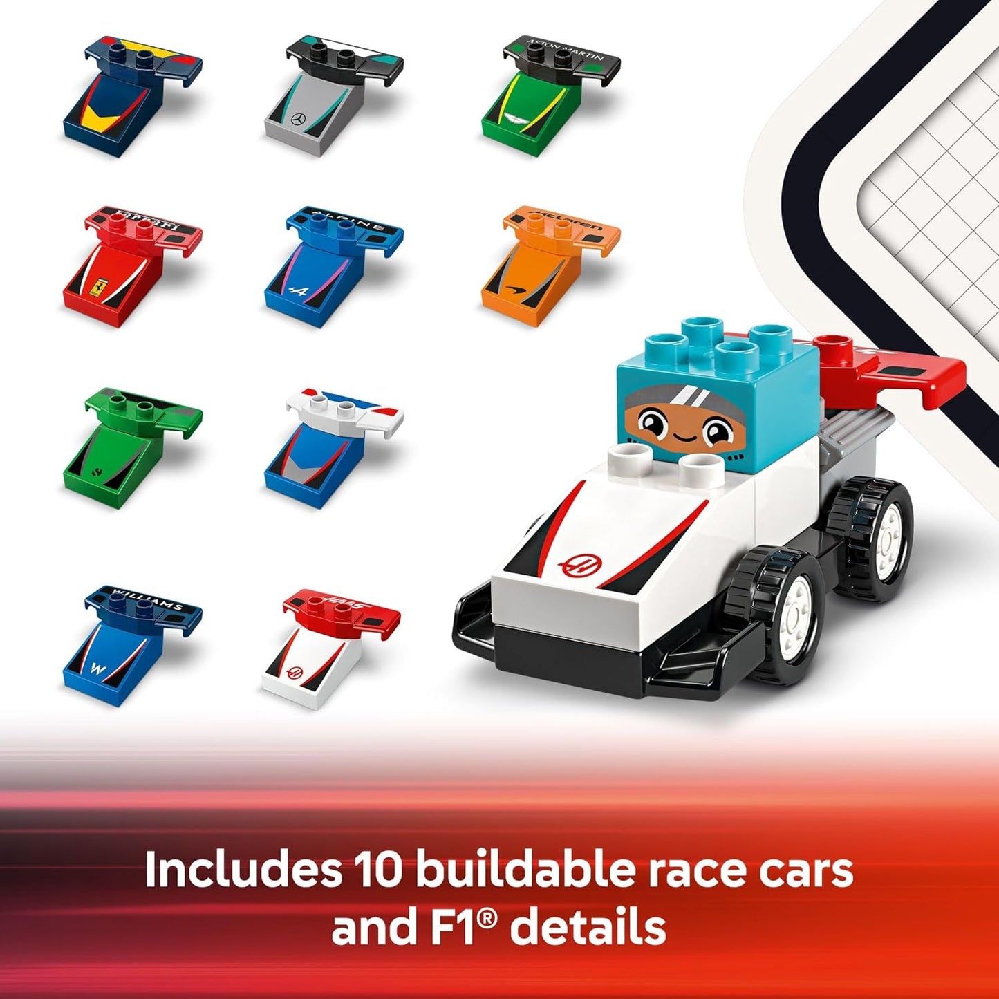 LEGO DUPLO Town F1 Team Race Cars & Drivers Building Toy Playset 10445