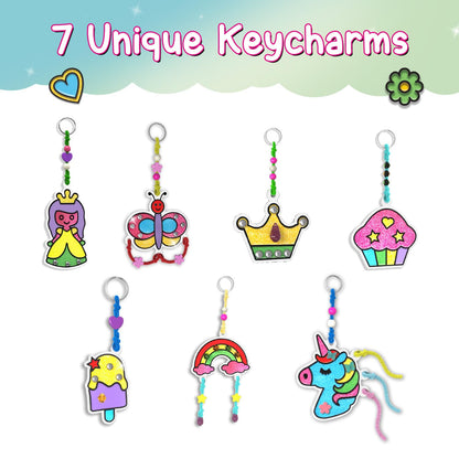 Smartivity Window Art Keycharms for Girls 5 to 10 Years, Glass Painting | Create Princess, Unicorn, Rainbow, Butterfly & Many More |Birthday Gift for 5, 6, 7, 8, 9, 10| Sun Catcher Craft Activity Kit(PACK OF 6)