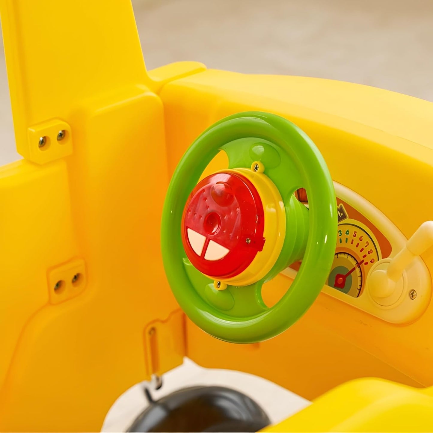 Yaya School Bus Roof Car, Ride-on Toy with Interactive Steering Wheel, EVA Foam Wheels, Storage Compartment, 360° Rotating Front Wheel, Double Opening Doors, Indoor Outdoor Use