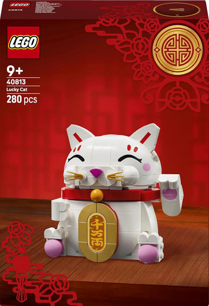 LEGO Lucky Cat Good Luck Decor Piece Building Kit with Beckoning Paw Figurine 40813