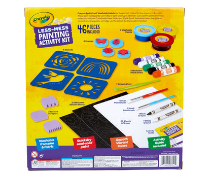 Crayola Less Mess Painting Activity Kit, Washable Kids Paints & Painting Supplies, Art Set for Kids, 47 Pieces, Gift