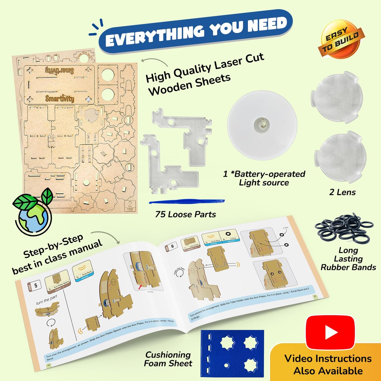 Smartivity DIY Microscope 100x Zoom Toy for Kids Age 8-10-12-14 Years Old(PACK OF 6)