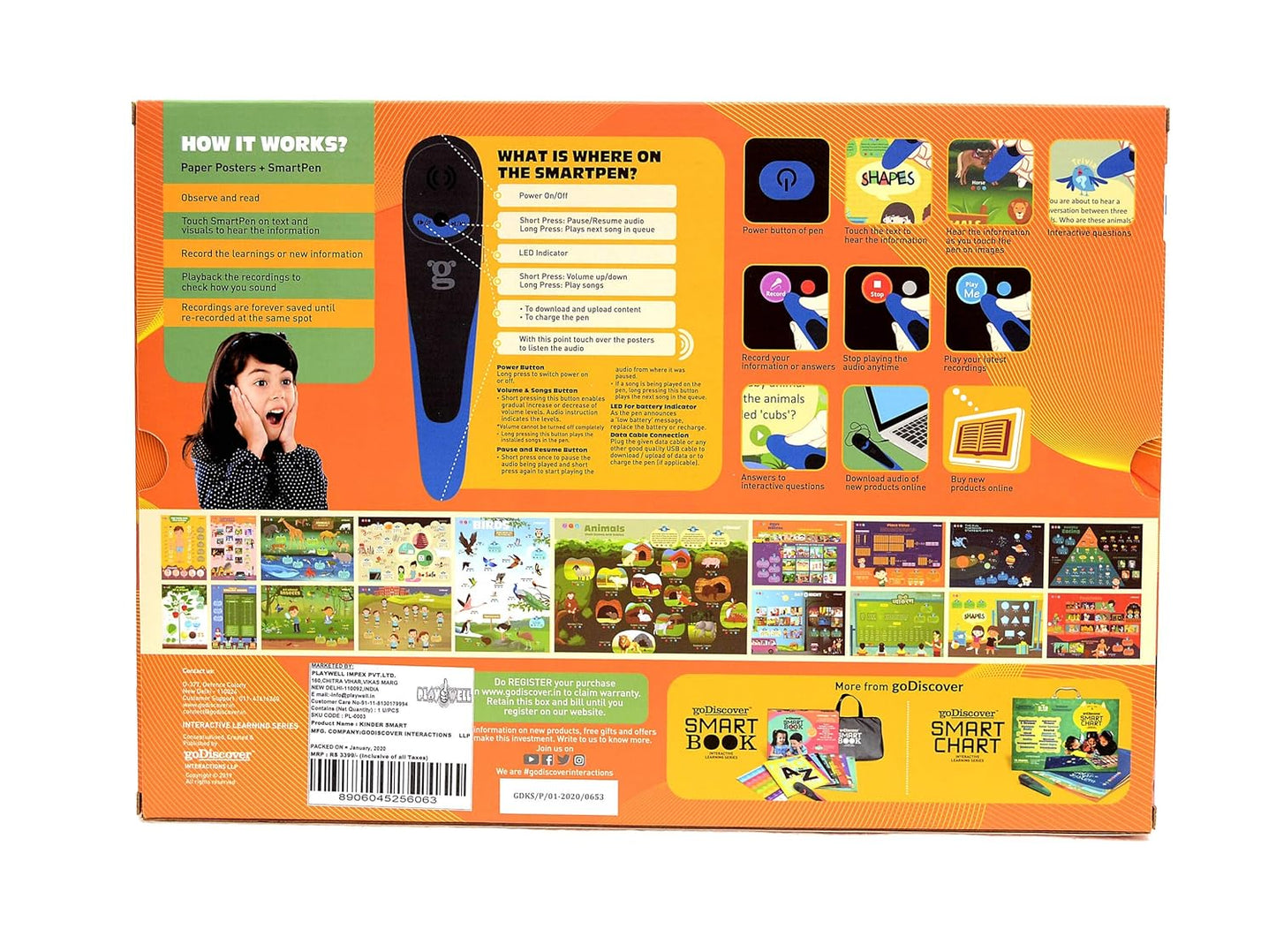 goDiscover Kinder Smart Interactive Early Learning Posters with Talking Pen | Set of 18 Paper-Based Multi-Sensorial Educational Poster for Kids Age 3 to 6 year | Learning Kit for Toddlers and Children