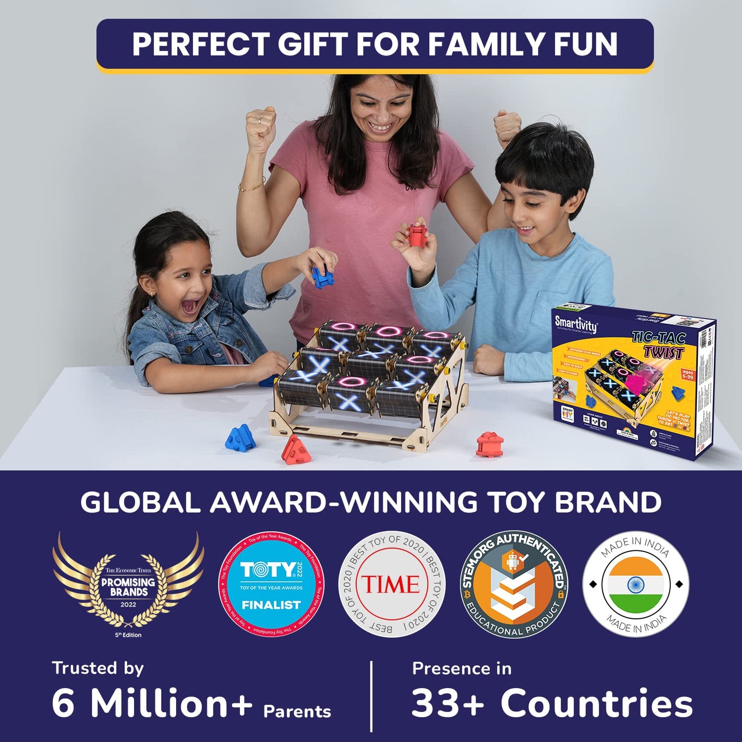 Smartivity Tic Tac Twist STEM DIY Fun Game for Kids 6 to 12, Birthday Gift for Boys & Girls Age 6-8-10-12, Science & Educational Activity Game, Made in India(PACK OF 6)