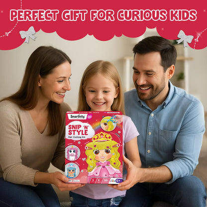 Smartivity Snip ‘N’ Style Hair Styling Craft Kit for Kids | DIY Scissor Skills & Creativity Activity Set | Includes Princess, Mermaid & Unicorn...(PACK OF 6)