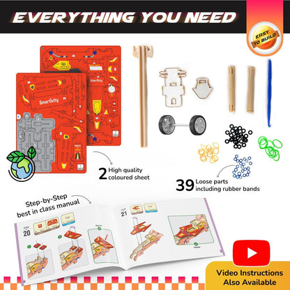 Smartivity DIY Speed CAR Toy for Kids Ages 6-12 | F1- Racing Car with Launcher | Fun Birthday Gift for Boys and Girls(PACK OF 6)