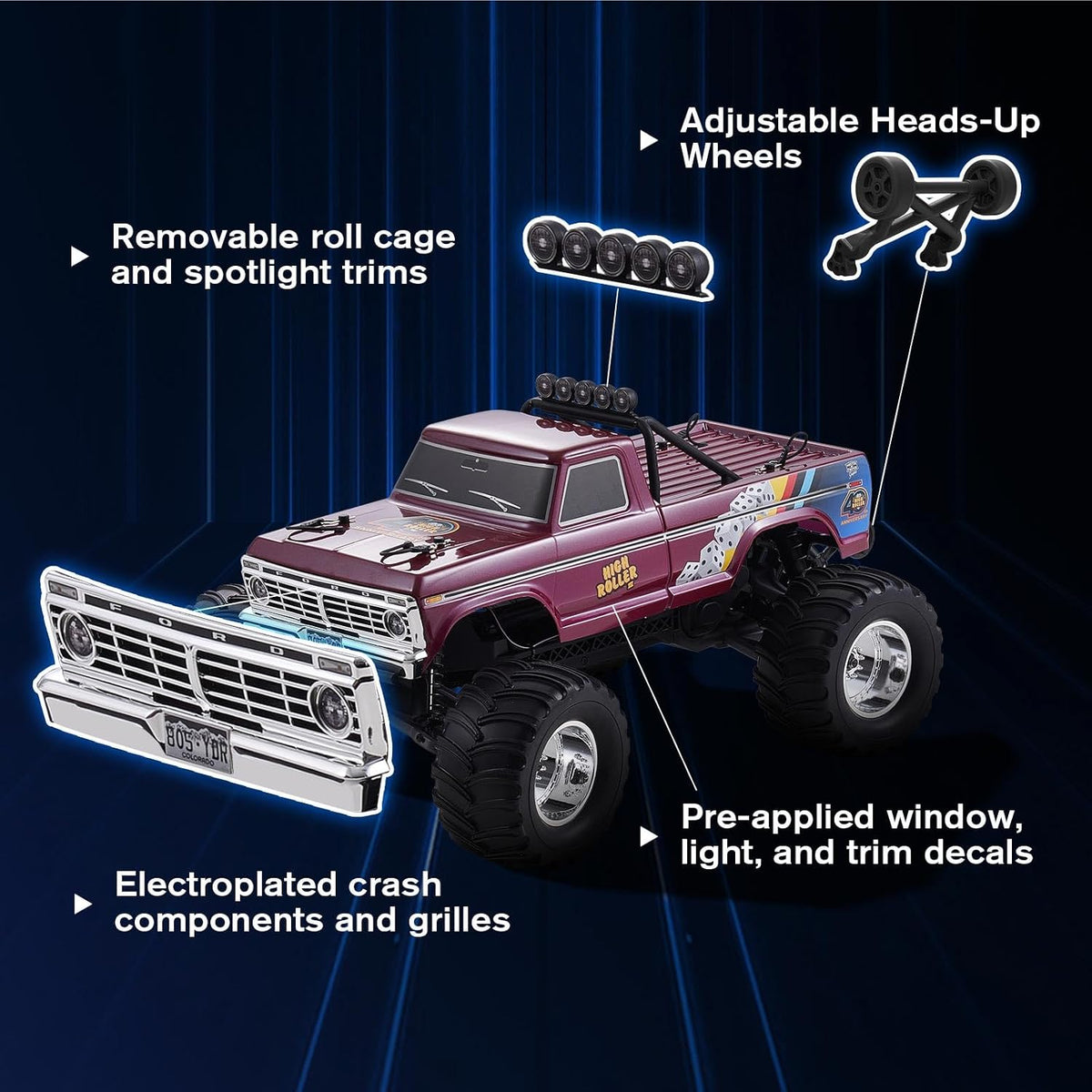 FMS 1:10 Ford F-100 RC Monster Truck with Wheelie Bar – 2WD Off-Road Crawler