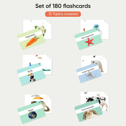 Curious Cub 13 in 1 Brain Boosting Flash Cards for Babies & Infants | Flash Cards for 1 Year Old to 3 yrs |Set of 180 Extra Large Flashcards for Visual Stimulation & Early Brain Development