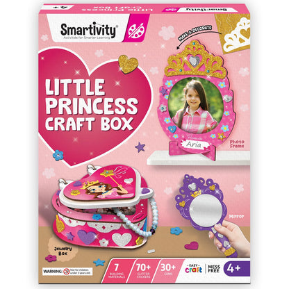 Smartivity Little Princess Craft Box for Girls|DIY Art & Craft Kit to Make Jewellery Box,Mirror & Frame|Age 4-8 Years|Kids Craft Activity Set with Gems & Glitter|Birthday Gift for Kids,Multicolor(PACK OF 6)