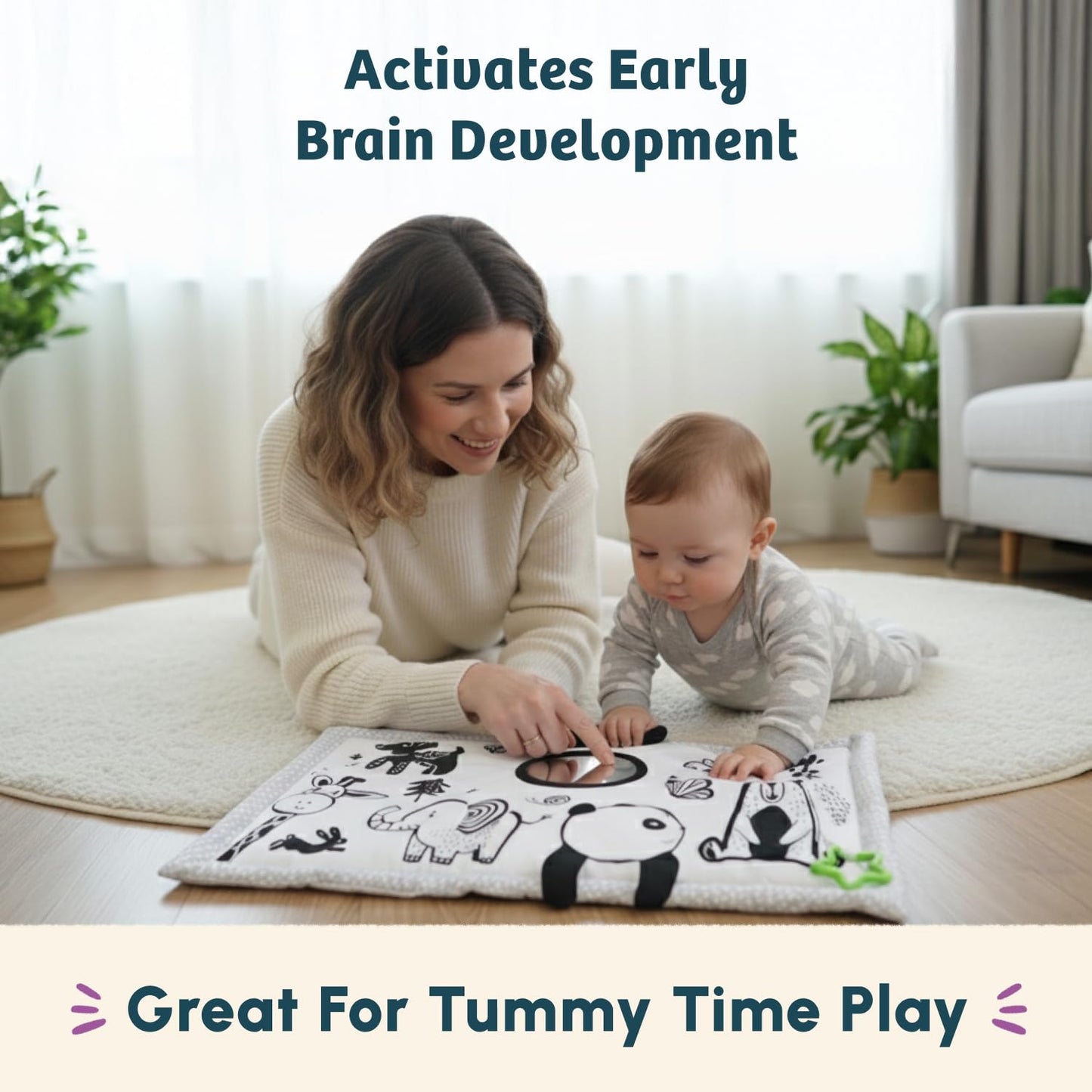 Curious Cub Sensory Cloth Mat | Play Mat for Babies 0 to 12 Months | Tummy Time Toys for Babies with 6 Interactive Features Baby Toys | Gift for New Born Baby Boy & Girl | Toys for New Born Baby