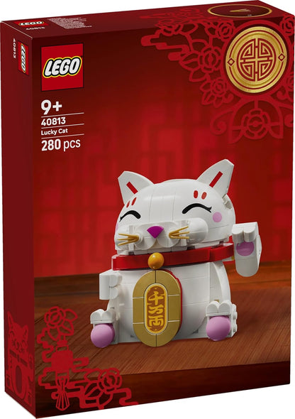 LEGO Lucky Cat Good Luck Decor Piece Building Kit with Beckoning Paw Figurine 40813