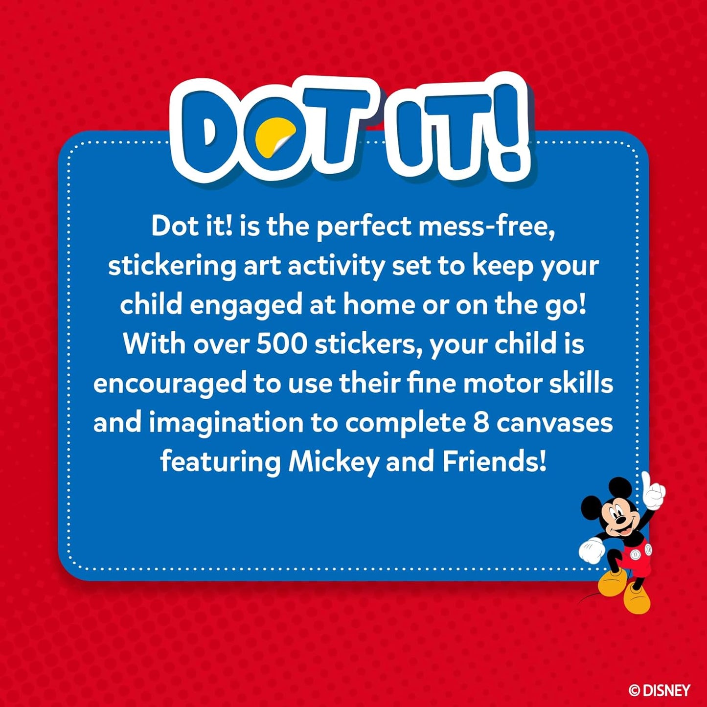 Skillmatics Dot It Sticker Art Activity - Disney Mickey and Friends, Mess-Free Fun, 500+ Stickers, DIY Craft Kits for Kids, Travel Toys, Gifts for Boys & Girls Ages 3, 4, 5, 6, 7(PACK OF 5)