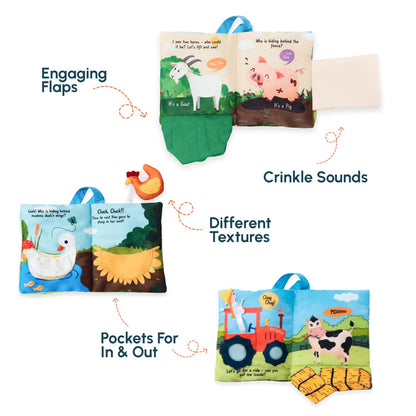 Curious Cub Crinkle Cloth Book for Babies 0-6 Months, Sensory Toy Touch & feel book, soft flaps & textures, tummy time, early learning baby gift