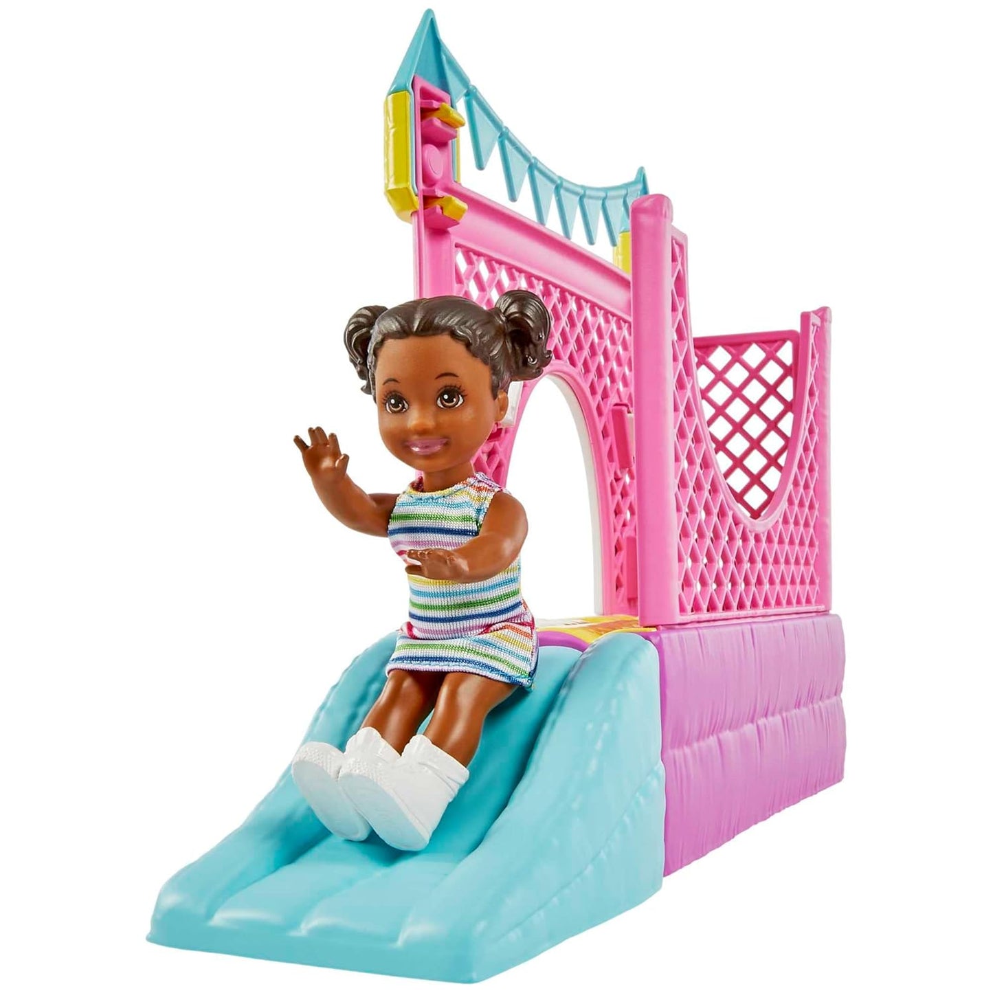 Barbie Skipper™ Babysitters Inc.™ Bounce House Playset with Skipper™ Babysitter Doll, Toddler Doll, Swing & Accessories, Toy for 3 Year Olds & Up