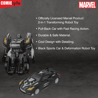 Marvel Black Panther Transforming Mech Suit Car | Avengers 2-in-1 Transforming Superhero Action Figure Robot Toy by Comiclyfe | Kids Super Heroes Robot Figurine