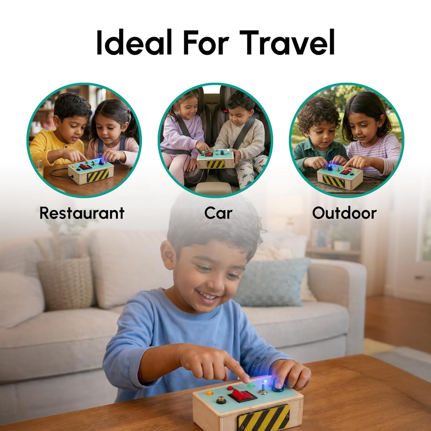 Curious Cub Montessori Busy Board | Switch Board Toy for Kids | Perfect Gifts for Children Travel Toy, Toggle Play | Kids Toys for 2-5 Years Boy & Girls | Kids Activity Toys | 3 Months Warranty