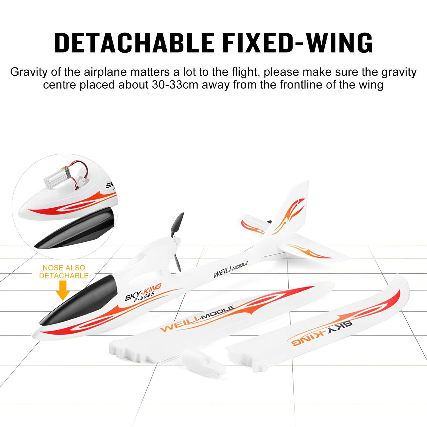 GoolRC 3CH RC Airplane Sky-King RC Plane Fighter Toys,2.4GHz 6-axis Gyro Stabilizer RTF Glider Aircraft Plane,Easy to Fly for Adults Beginners s Blue