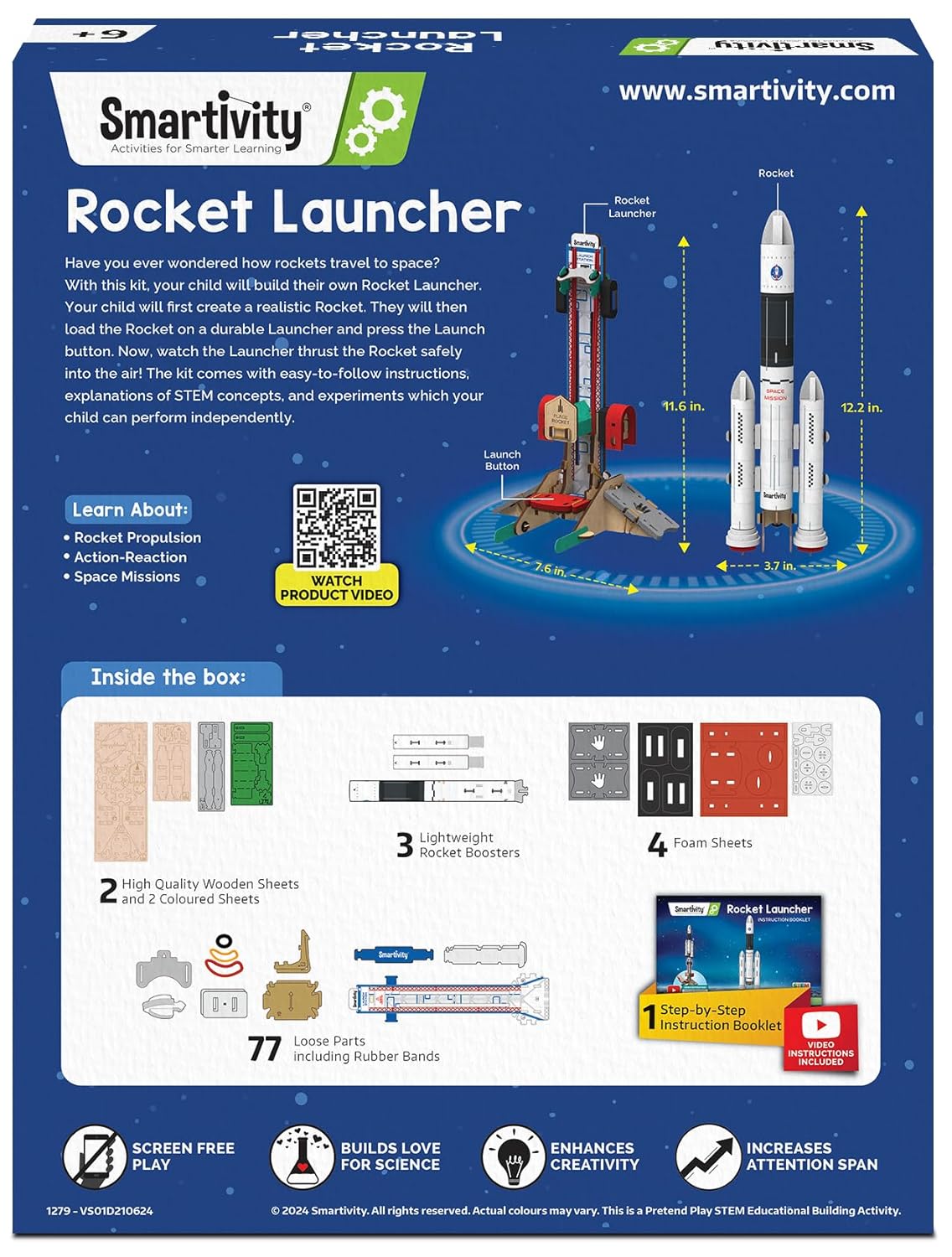 Smartivity DIY Rocket Launcher Kit for Kids 6, 7, 8, 9, 10, 11, 12 Years Old | Build Your Own Rocket and Launcher | Birthday Gift for Smart Kids | DIY Science Toy for Boys & Girls 6-12 Year(PACK OF 6)