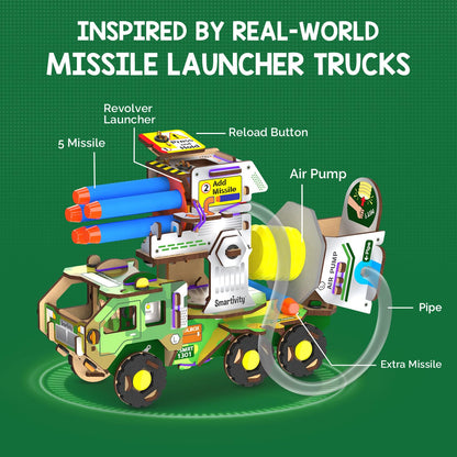 Smartivity DIY Military Vehicle for Kids 8-14 Years | Army Truck with Air Powered - Missle Launch System | Birthday Gift for Boys & Girls | I STEM Toy for 8,9,10,11,12,13,14 Years(PACK OF 6)