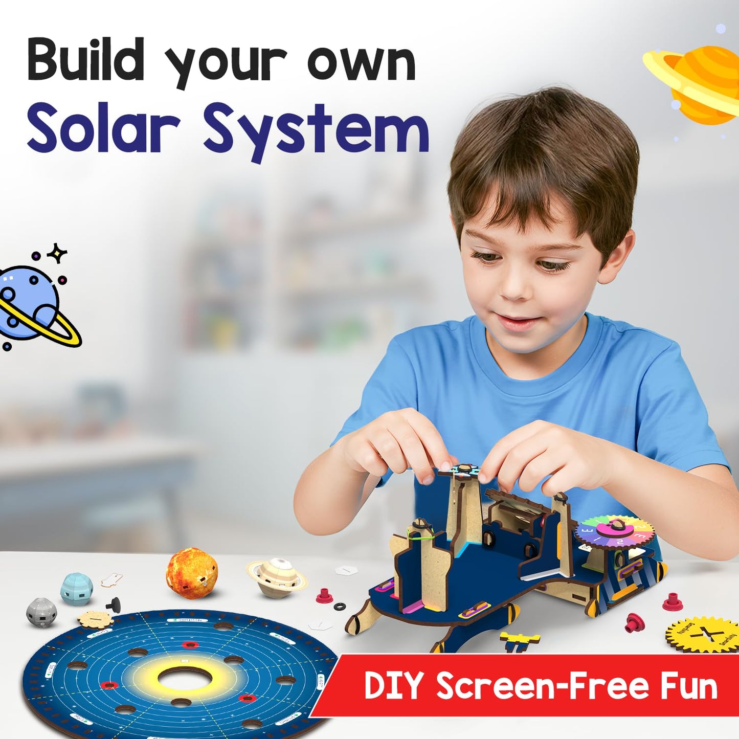 Smartivity DIY Solar System Kit | Gear-Driven Working Model of Planets | Birthday Gift for Boys & Girls 8-14 YearsI Build, Rotate & Explore Astronomy | Learn Solar System & Science Facts(PACK OF 6)