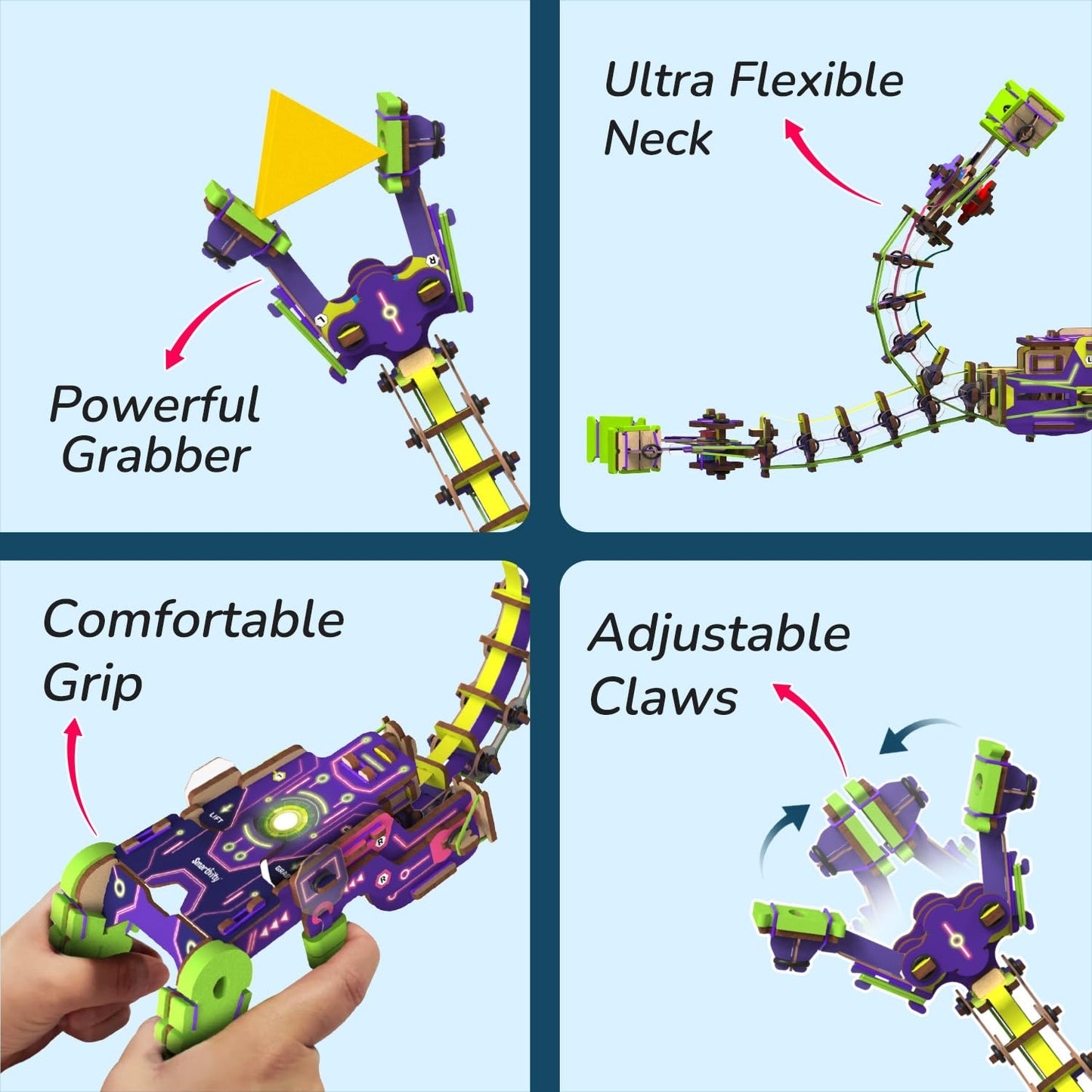 Smartivity Robotic Arm for Kids 8-14 Years | Handheld Grabber with Flexible Neck | Birthday Gift for Boys & Girls I Educational Science Toy for Creative Play for 8,9,10,11,12,13,14 Years(PACK OF 6)