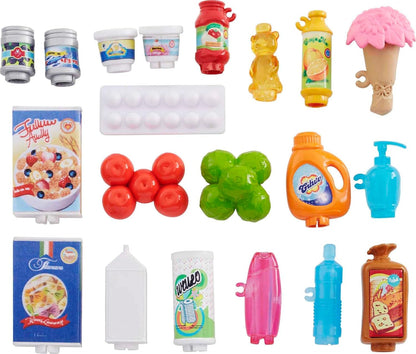 Barbie FRP01 FRP01 Supermarket Box with Doll with Flower Dress, Goods Department, Crate and Accessories, Children's Toy, Multicoloured FRP01