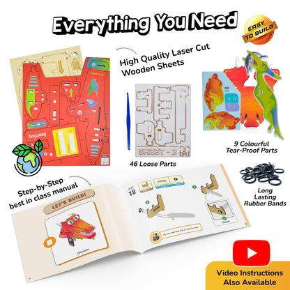 Smartivity 2in1 Animals I Dragon & Flying Dinosaur I Toys for Kids 6-12 Years Old | Birthday Gifts for Boys & Girls| DIY Science Toy for Kids 6,7,8,9,10,11,12 I STEM Educational Game(PACK OF 6)