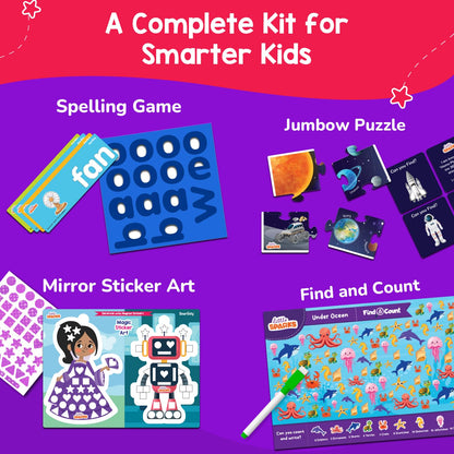 Smartivity 5-in-1 Montessori Play Box Kids 4-6 Years | 5 Educational Activities Kit Birthday Gift for Boys & Girls I Brain Boosting Toy I Builds Vocabulary, Matching, Counting Skils 4,5,6 Years Old(PACK OF 6)