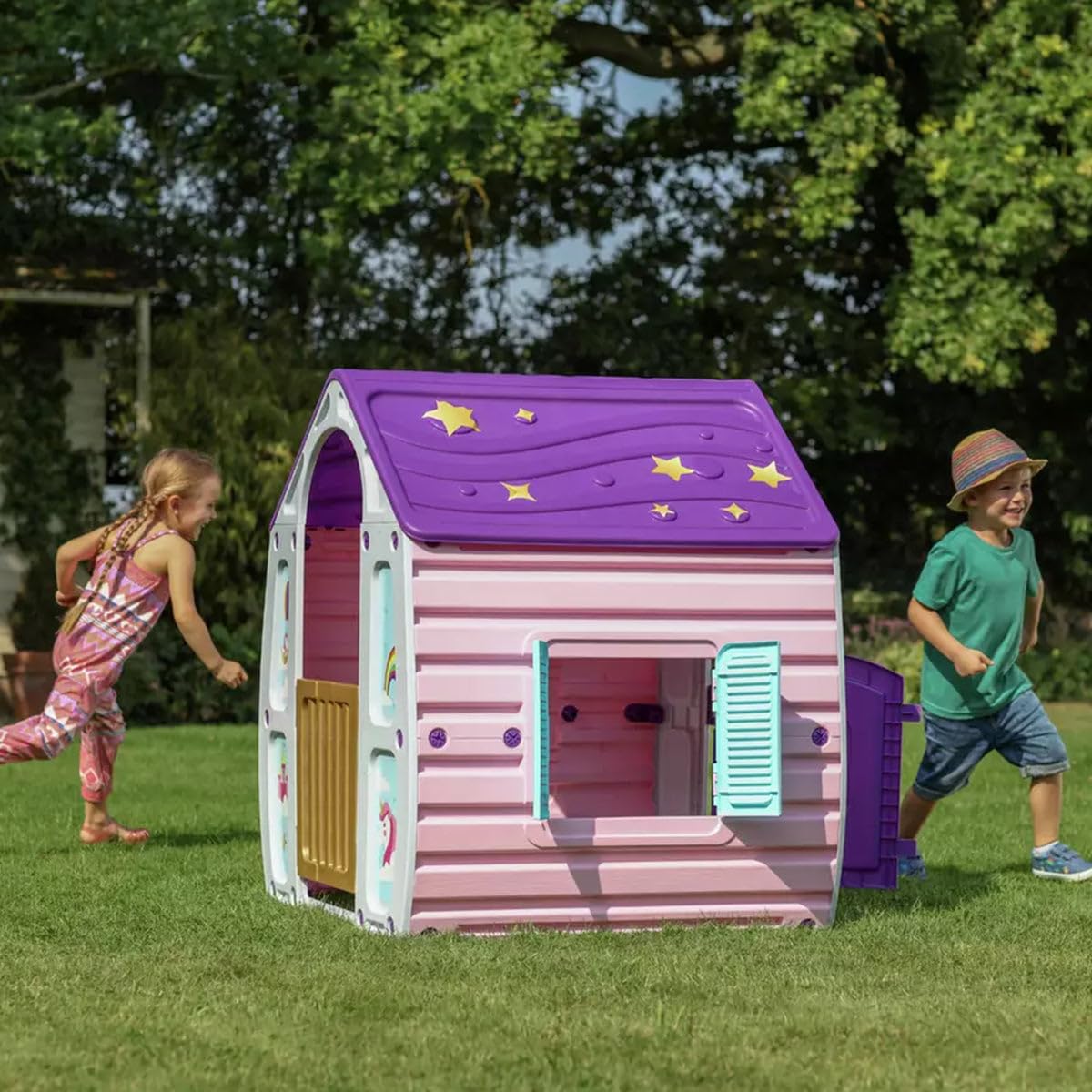 Starplay Children's Unicorn Magical Playhouse, Easy Assembly, Working Door and Shutters (Purple)