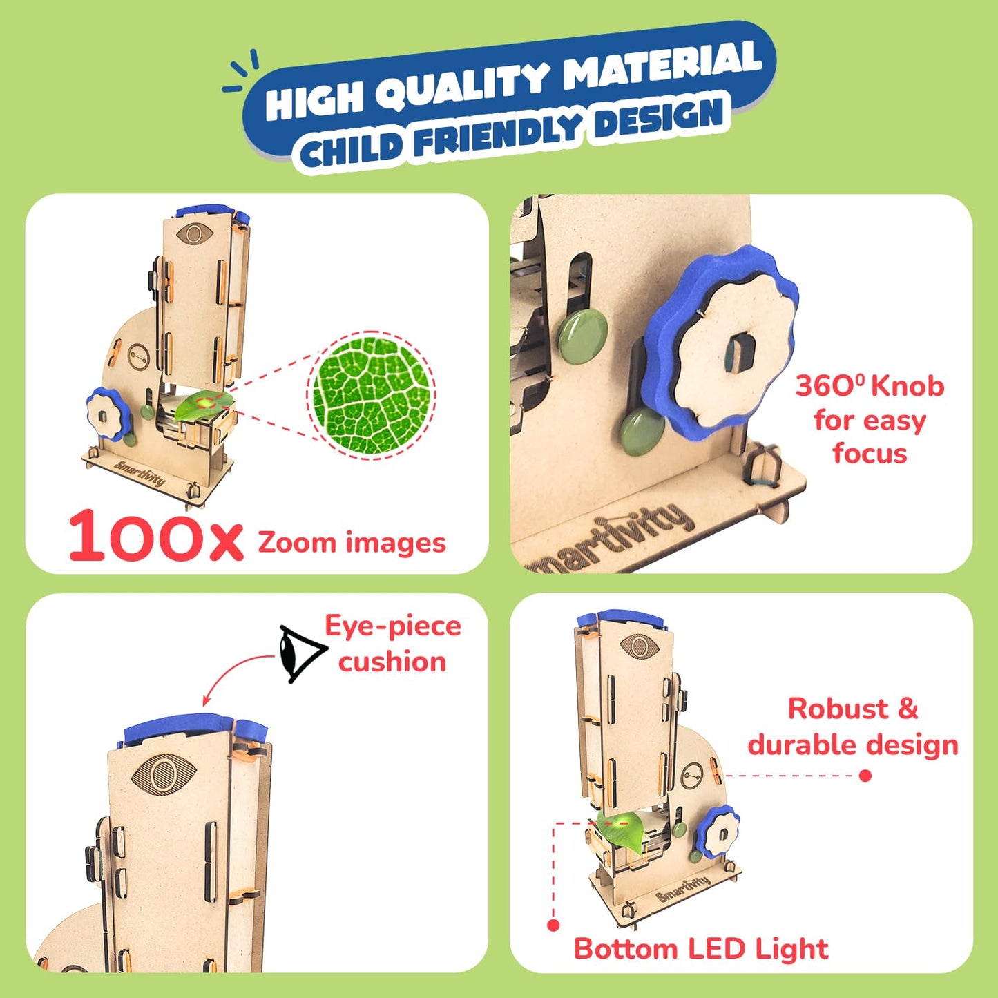 Smartivity DIY Microscope 100x Zoom Toy for Kids Age 8-10-12-14 Years Old(PACK OF 6)