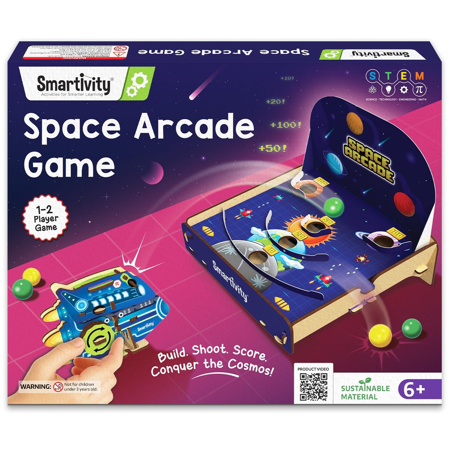 Smartivity Space Arcade Game for Kids 6+ Years I Fun 1-2 Player Shooting & Scoring Game I Birthday Gift for Boys & Girls 6,7,8,9,10,11,12,13,14 Years I Fun Screen-Free Activity for Kids(PACK OF 6)