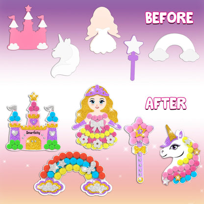 Smartivity Pom Pom Magnet Craft Kit for Kids Ages 4-10 | Princess and Unicorn Themed | Birthday Gift for Boys&Girls | Art&Craft Activity Kit for 4,5,6,7,8,9,10 Years(PACK OF 6)