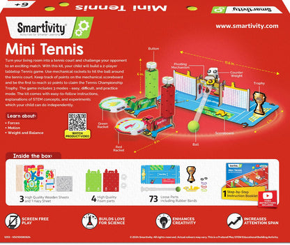 Smartivity Tabletop Tennis Game Kit for Kids 6 to 12, 2-Player STEM Toy with Mechanical Rackets & Scoreboard, Birthday Gift for Boys & Girls Age 6,7,8,9,10,11,12,13,14 Years, Table Tennis(PACK OF 6)