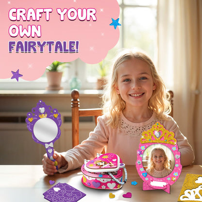 Smartivity Little Princess Craft Box for Girls|DIY Art & Craft Kit to Make Jewellery Box,Mirror & Frame|Age 4-8 Years|Kids Craft Activity Set with Gems & Glitter|Birthday Gift for Kids,Multicolor(PACK OF 6)