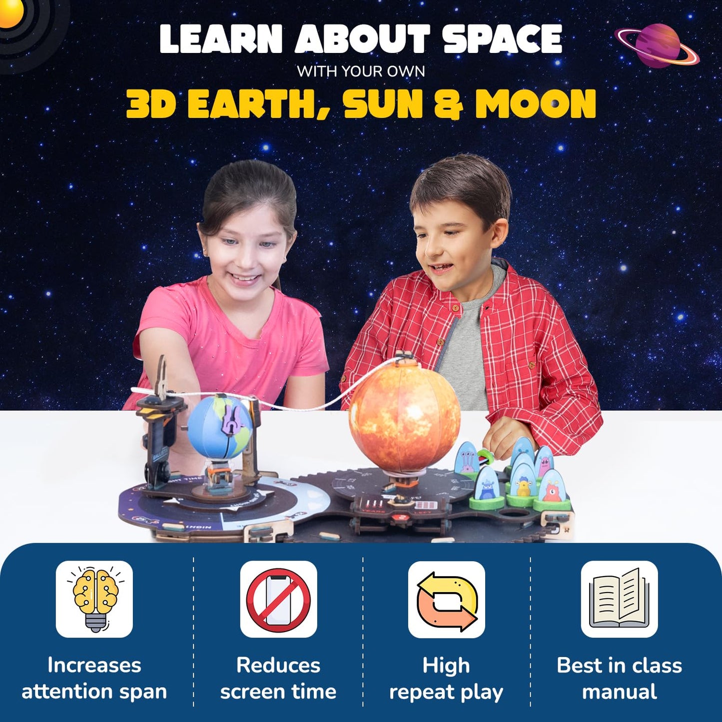 Smartivity Earth-Sun-Moon Space Toy for Kids 8-10-12-14 Years Old | Interactive 3D Model Kit I Birthday Gift for Boys & Girls(PACK OF 6)