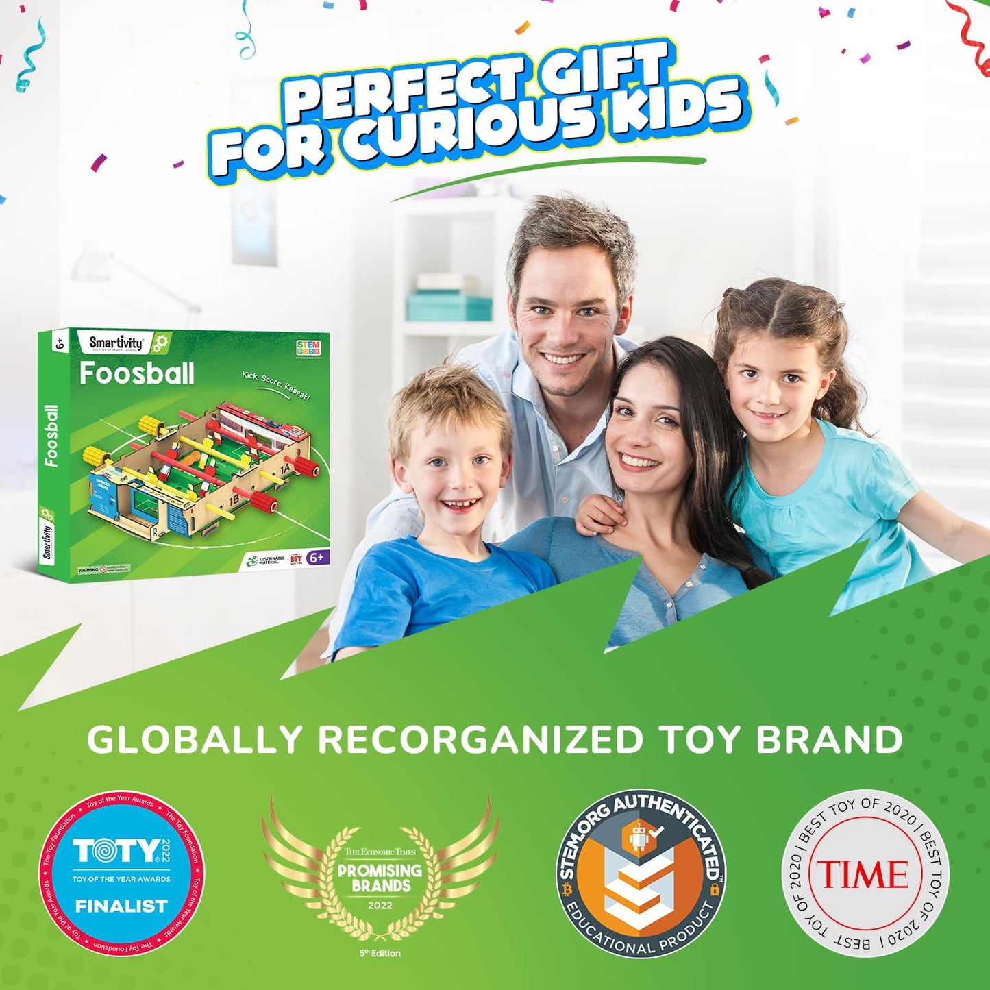 martivity DIY Foosball Table for Kids Ages 6-7-8-9-10-11-12 Years I Indoor Scoccer Game | Birthday Gifts for Boys & Girls (PACK OF 6)