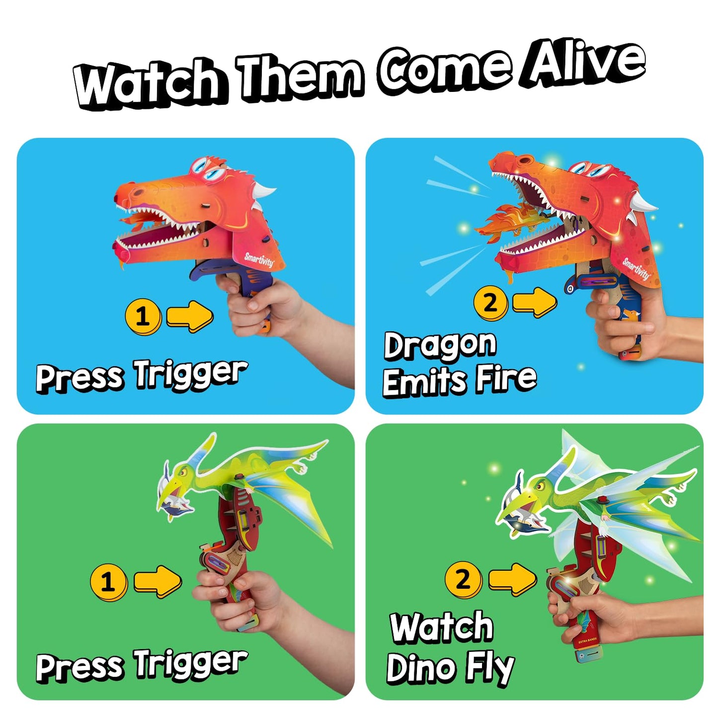 Smartivity 2in1 Animals I Dragon & Flying Dinosaur I Toys for Kids 6-12 Years Old | Birthday Gifts for Boys & Girls| DIY Science Toy for Kids 6,7,8,9,10,11,12 I STEM Educational Game(PACK OF 6)