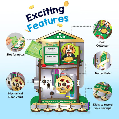 Smartivity DIY Piggy/Money Bank for Kids Ages 6-12 Years | Smart Locking System with 2 Keys I Stores Notes & Coins I Build Savings Skills in Kids I Birthday Gift for Boys & Girls 6,7,8,9,10,11,12(PACK OF 6)
