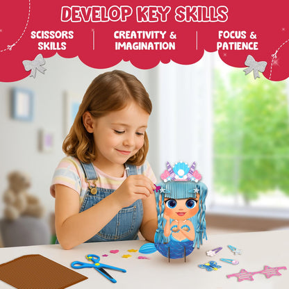 Smartivity Snip ‘N’ Style Hair Styling Craft Kit for Kids | DIY Scissor Skills & Creativity Activity Set | Includes Princess, Mermaid & Unicorn...(PACK OF 6)