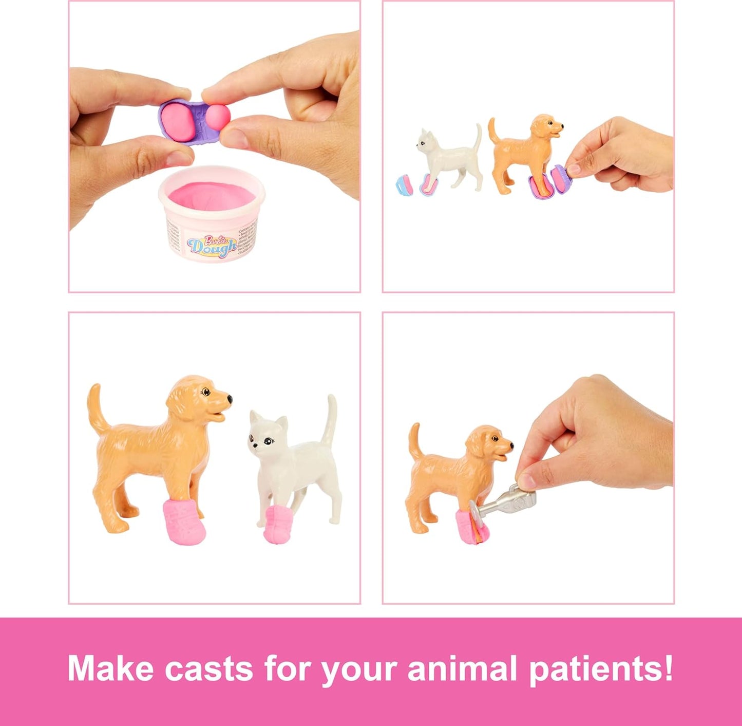Barbie Fast Cast Veterinarian Clinic Playset with Pink Colored Hair Fashion Doll, Vet Furniture & 10+ Accessories Including Molds & Dough for Bandages JFX93