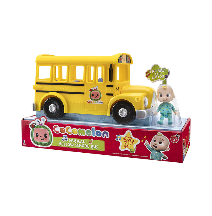 CoComelon Official Musical Yellow School Bus, Plays Clips from ‘Wheels on The Bus,’ Featuring Removable JJ Figure – Character Toys for Babies, Toddlers, and Kids