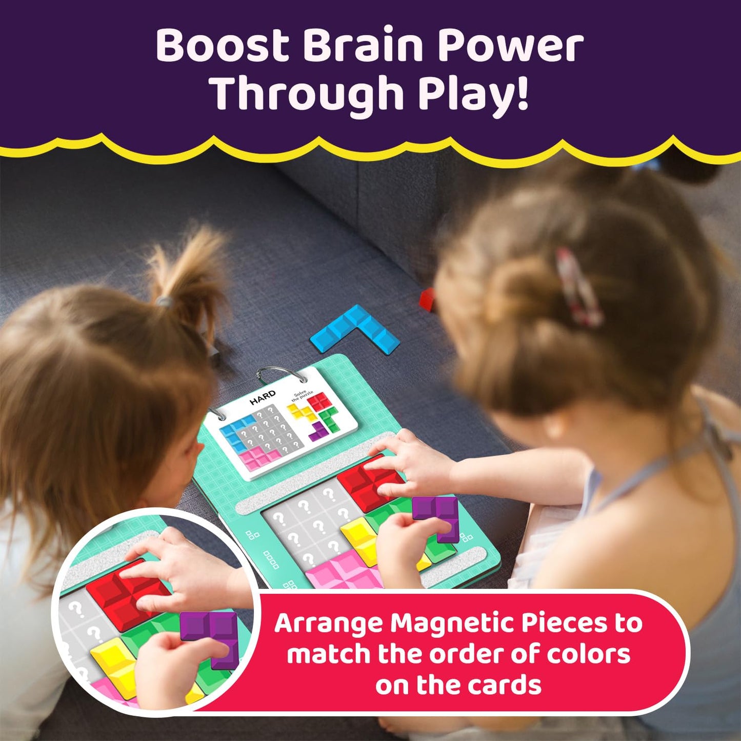 Smartivity Tetricks - Magnetic Puzzle Game for Kids 4–8 Years | 30+ Fun Brain Challenges with 6 Magnetic Shapes | Learning and Educational Toy I Birthday...(PACK OF 6)