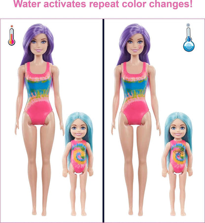 Barbie Color Reveal Tie-Dye Fashion Maker Set – Barbie & Chelsea Dolls, Puppy & 50 Surprises