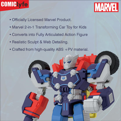 Marvel Thor Transforming Mech Suit Construction Truck | Avengers Superhero Action Figure Toy by Comiclyfe | Fully Articulated ABS + PV Collectible | Super Heroes Robot Toy for Kids (Multicolor)