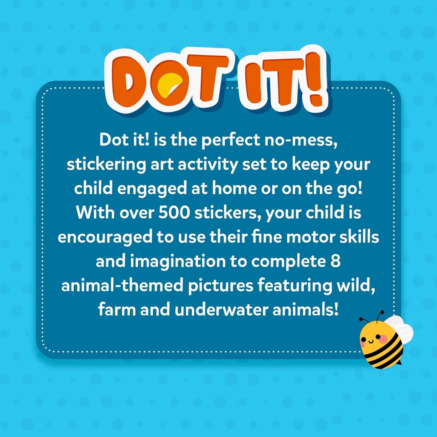 Skillmatics Dot It Sticker Art Activity - Animals, Mess-Free Fun for Kids, 500+ Stickers, Craft Kits, DIY Activity, Travel Toys, Gifts for Boys & Girls Ages 3, 4, 5, 6, 7(PACK OF 5)
