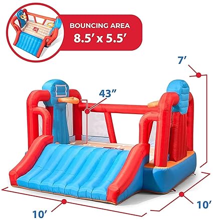 Step2 MAX Sports Full Court Basketball ‘n Slide Bouncer with Extra Heavy Duty Blower | Kids Inflatable Bounce House