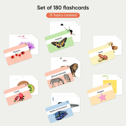 Curious Cub 13 in 1 Brain Boosting Flash Cards for Babies & Infants | Flash Cards for 1 Year Old to 3 yrs |Set of 180 Extra Large Flashcards for Visual Stimulation & Early Brain Development
