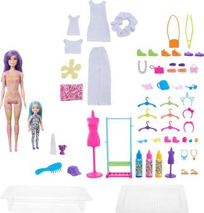 Barbie Color Reveal Tie-Dye Fashion Maker Set – Barbie & Chelsea Dolls, Puppy & 50 Surprises