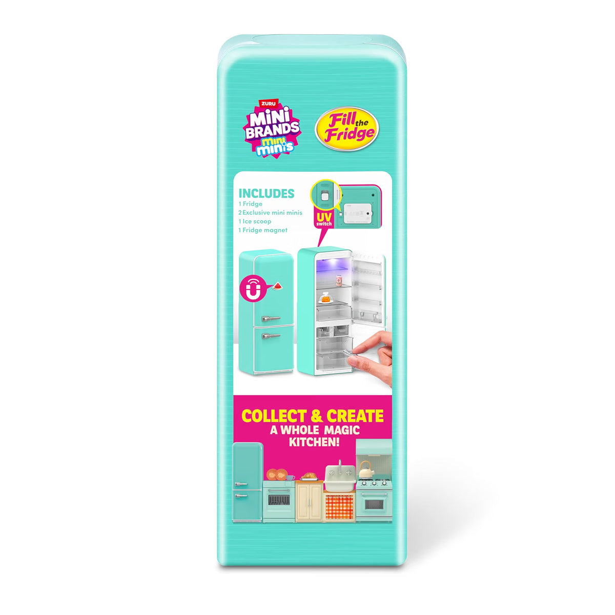 ZURU Mini Brands Fill The Fridge Playset with UV Light | Mini Collectible Fridge Toy for Kids 8+